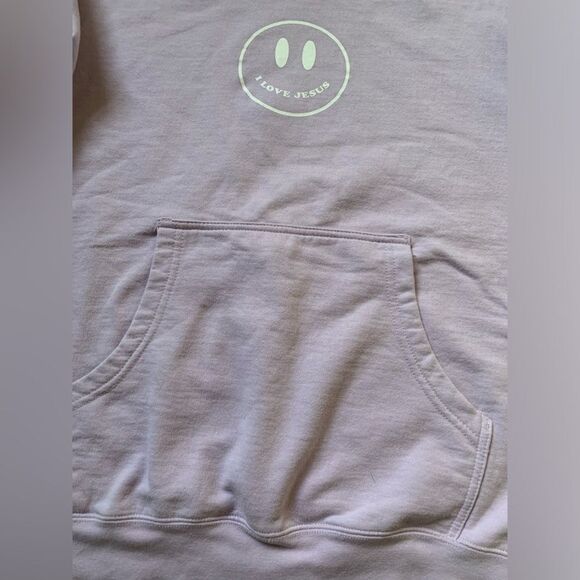 I Love Jesus Hoodie Sweatshirt Lilac Purple White Size M - Picture 4 of 9